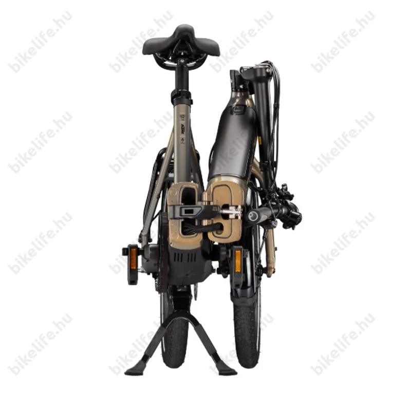 KTM Macina Fold 20 elektromos camping kerékpár Bosch Perf. PX Smart 75Nm/500Wh, Nexus 5 váltó, Gates szíjhatjás,  összecsukható, olive pearl