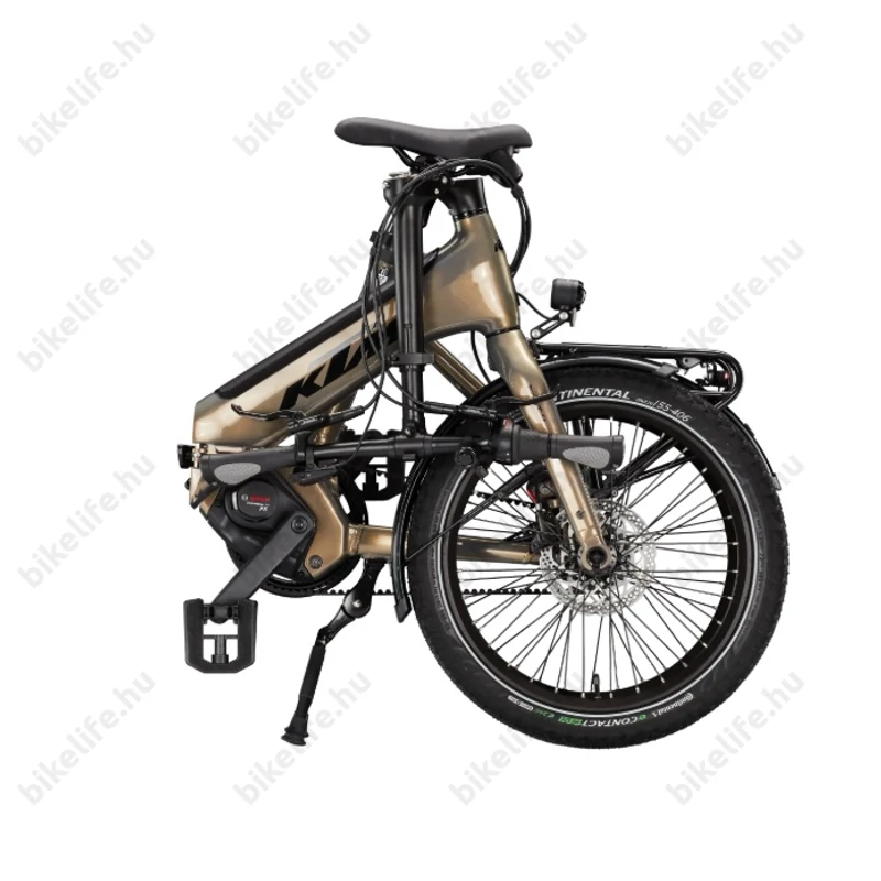 KTM Macina Fold 20 elektromos camping kerékpár Bosch Perf. PX Smart 75Nm/500Wh, Nexus 5 váltó, Gates szíjhatjás,  összecsukható, olive pearl