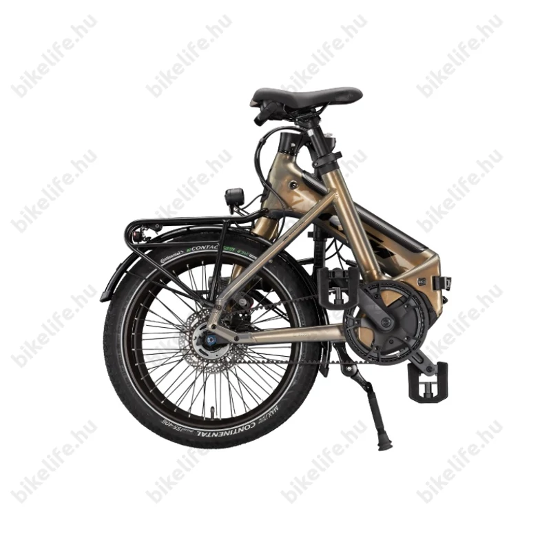 KTM Macina Fold 20 elektromos camping kerékpár Bosch Perf. PX Smart 75Nm/500Wh, Nexus 5 váltó, Gates szíjhatjás,  összecsukható, olive pearl