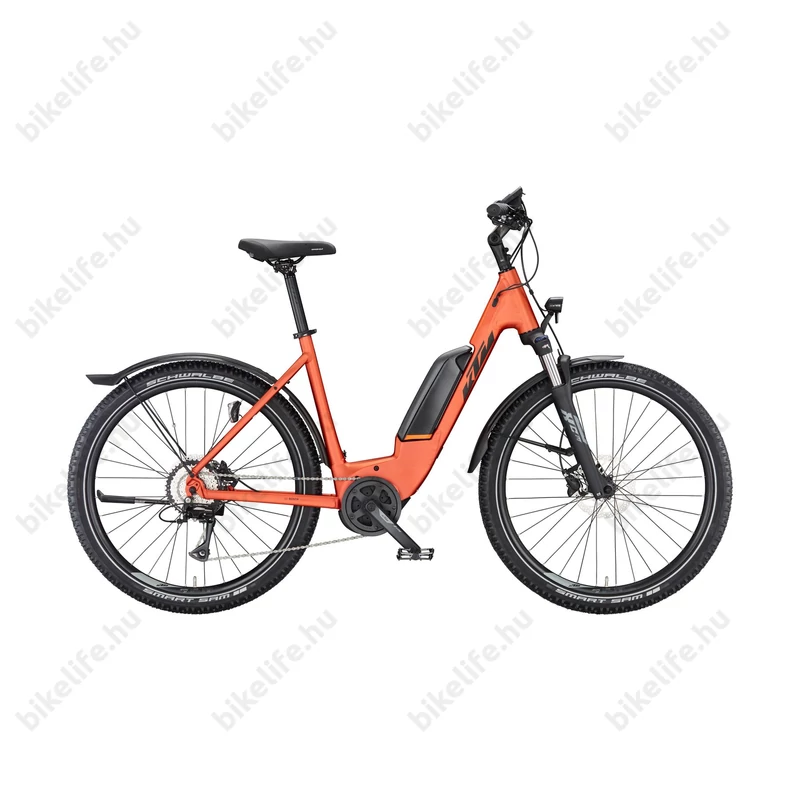 KTM Macina Aera P571 Street Ebike Bosch Performance 65Nm/500Wh rendszer női monovázas 8 fokozatú Acera váltó narancs 46cm