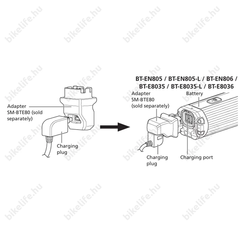 Shimano SM-BTE80 akkutöltő adapter csatlakozó átalakítására
