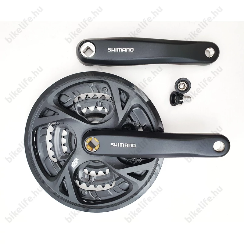 Shimano Acera FC-M371 9 fokozatú trekking/cross hajtómű 170-48/38/28-as fogszám négyzetkúpos láncvédős fekete