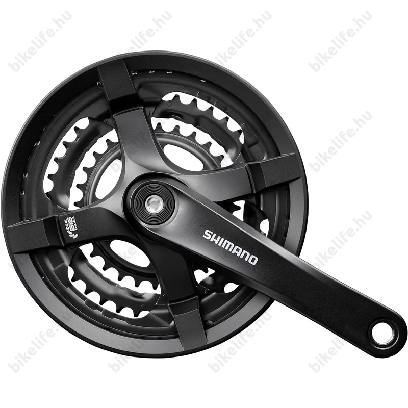 Shimano FC-TY501 MTB hajtómű 48/38/28-as fogszám, 170mm-es, láncvédős, fekete (Tourney-család)