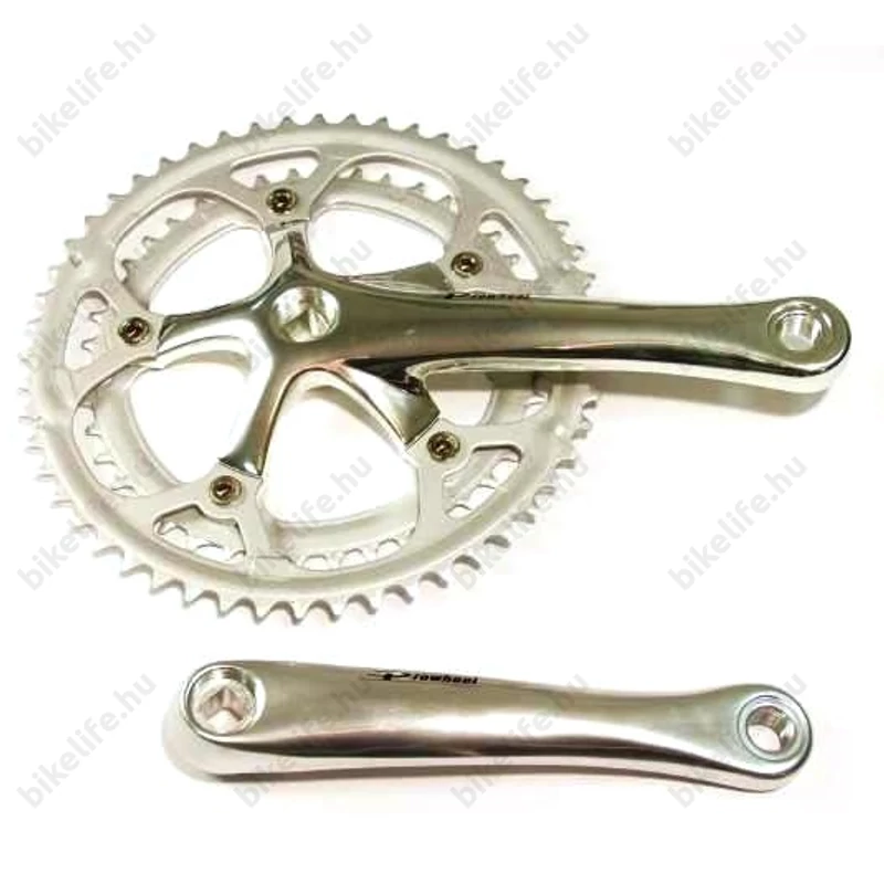Prowheel országúti hajtómű 52/42-es fogszám, 170mm-es, csavaros lánckerekek, ezüst