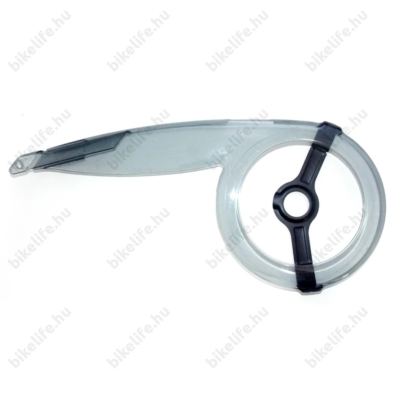 Láncvédő zárt 44-48 foghoz, füstszínű polikarbonát, hajtóműcsésze alá rögzíthető