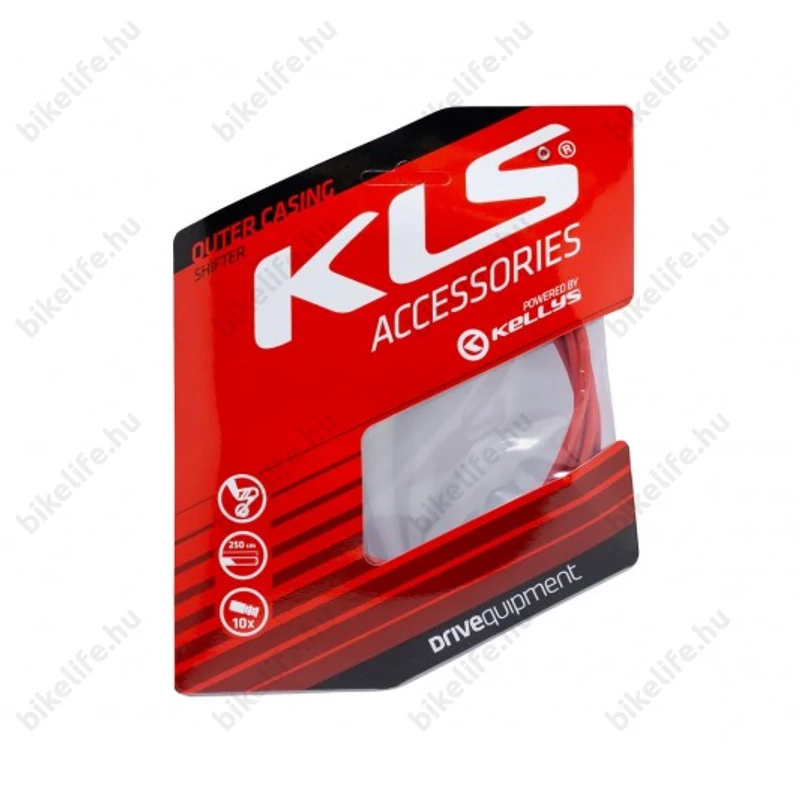 Váltóalkatrész bowdenház készlet Kellys 2500mm, 10 db bowdenvég, piros