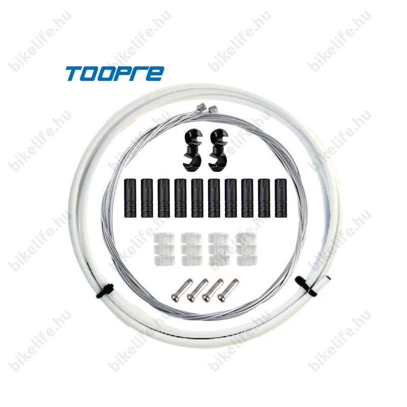 Toopre váltóbowden készlet fehér 2 méter (bowdenház+bowdenek+kupakok+bowdenvégek+vázvédők+összekötők)