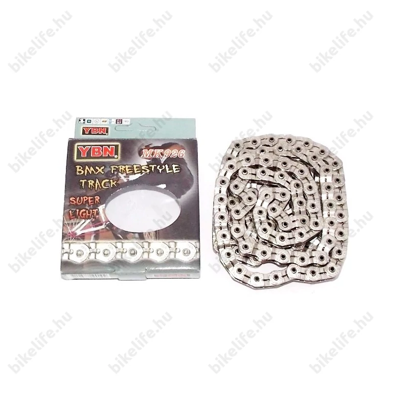 YBN félszemes BMX lánc krómozott 116 tagú 1/2x1/8 superlight