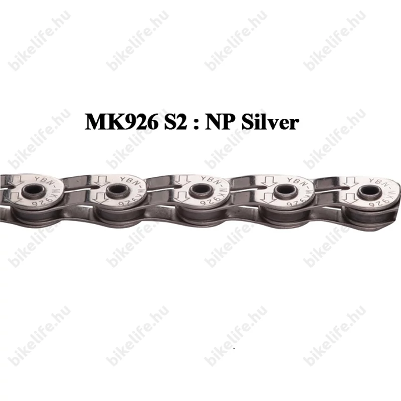 YBN félszemes BMX lánc krómozott 116 tagú 1/2x1/8 superlight