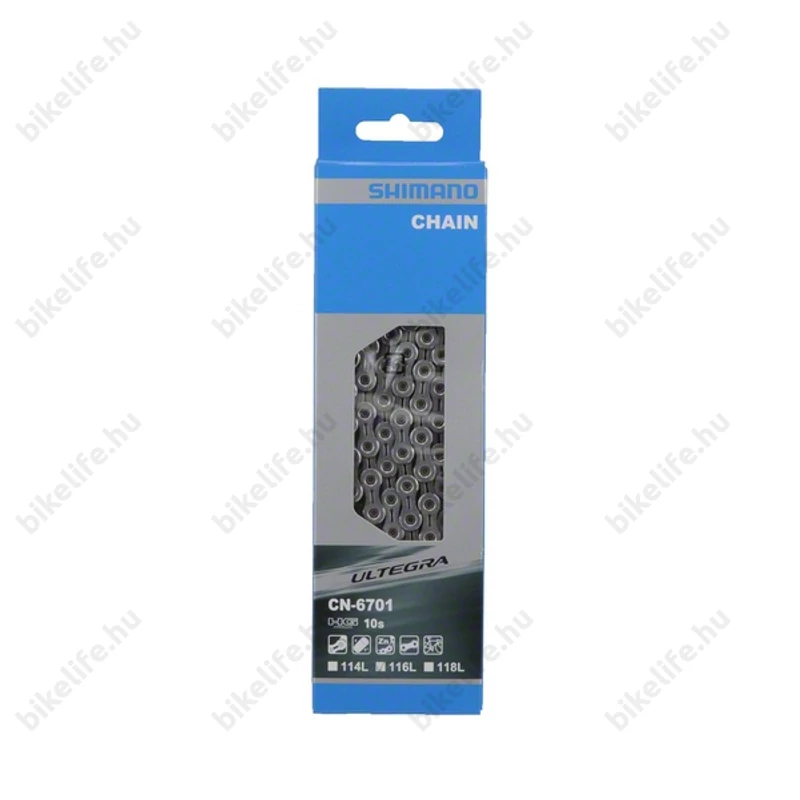 Shimano CN-6701 Ultegra 10 sebességes lánc, 116 szemes, dupla tányéros hajtóművekhez
