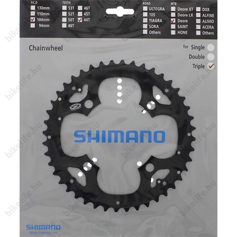 Shimano Deore FC-M590 FC-M530 44 fogú alu lánckerék 9-es rendszerekhez 104mm lyukkörrel