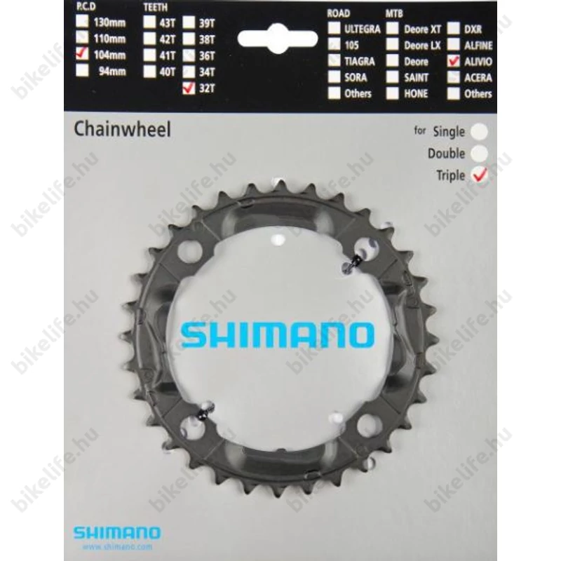 Shimano FC-M430 32fogú lánckerék 4 karos 104mm lyukkör, fekete