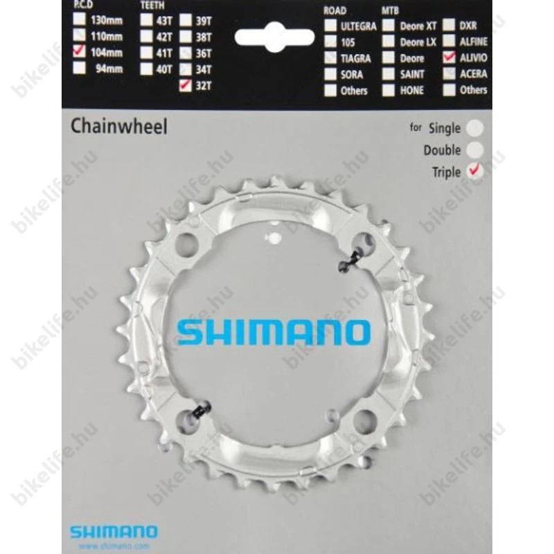 Shimano FC-M430 32fogú lánckerék 4 karos 104mm lyukkör, ezüst
