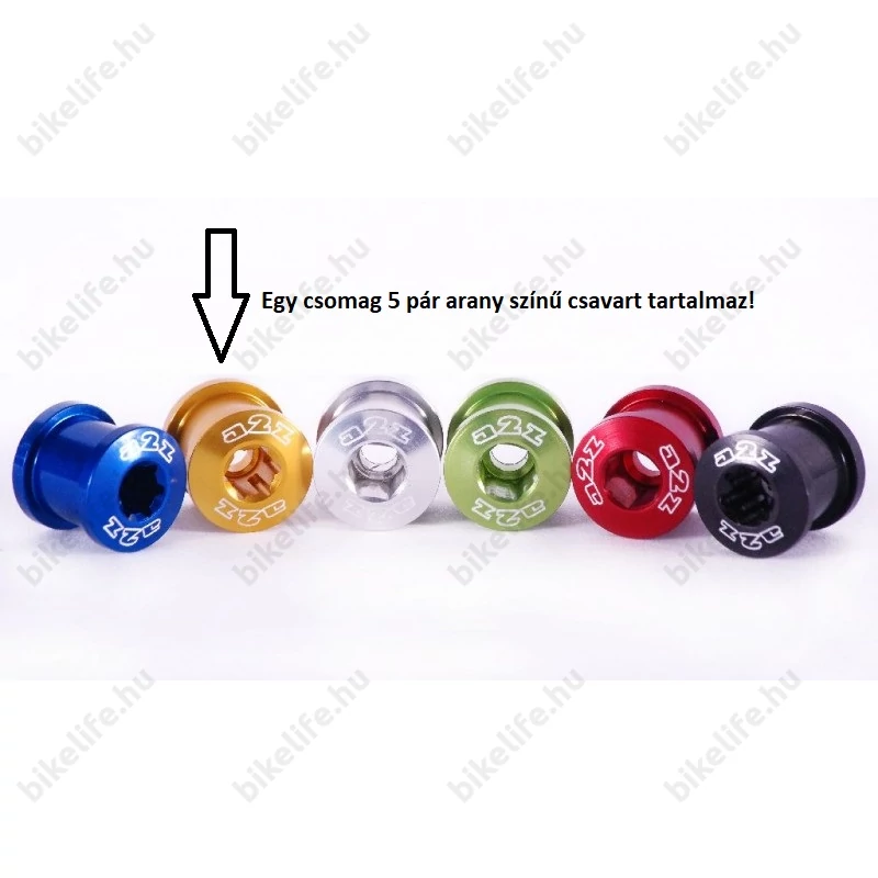 A2Z alu lánckerékcsavar arany színben 1 csomag/5 pár