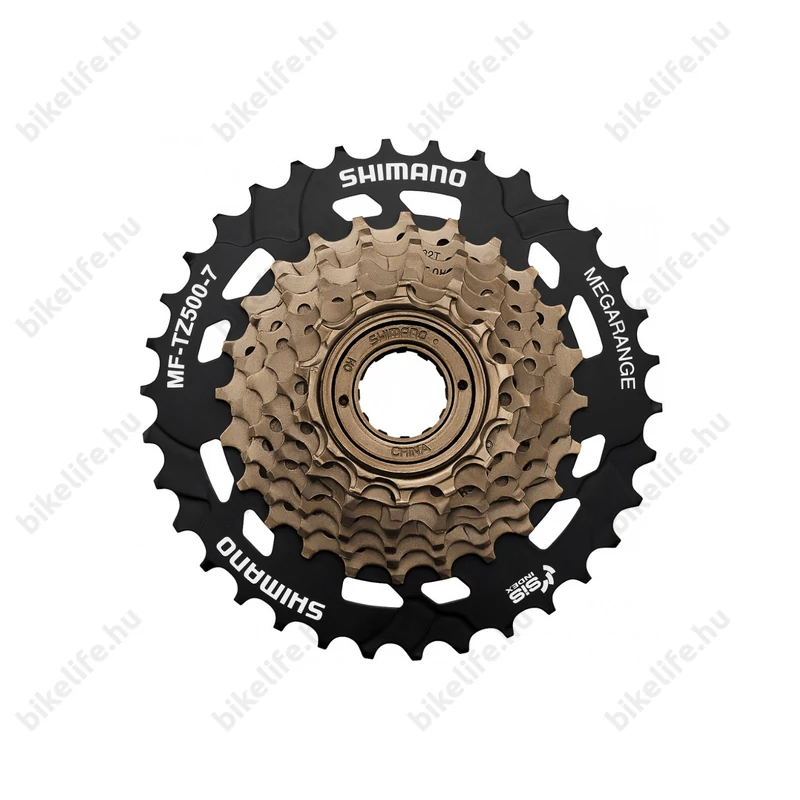 Shimano TZ500 7 sebességes racsni 14-34-as fogszám, Megarange, barna/fekete