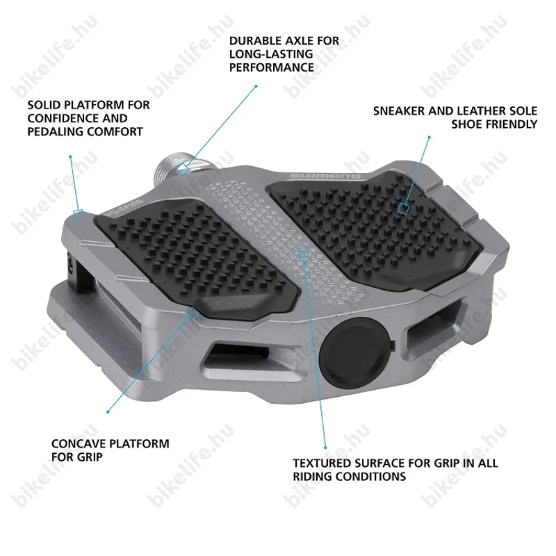 Shimano PD-EF205 silver cipőkímélő platform pedál alu testtel Cr-Mo tengellyel műanyag betétekkel
