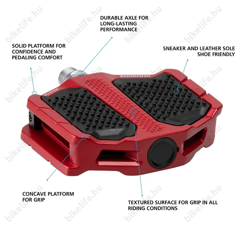 Shimano PD-EF205 red cipőkímélő platform pedál alu testtel Cr-Mo tengellyel műanyag betétekkel