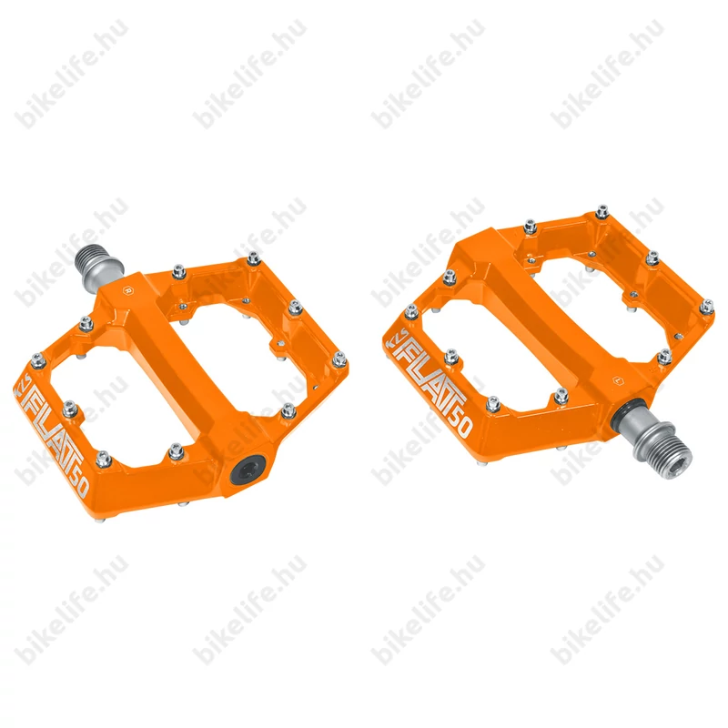 Kellys FLAT 50 pedál, platform, ipari csapágy, cserélhető szegecsek, narancs
