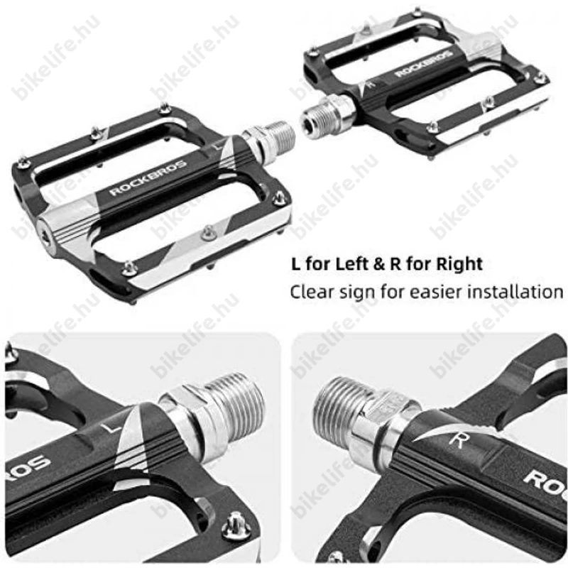 RockBros Universal platform pedál cserélhető tüskés ipari csapágy fekete