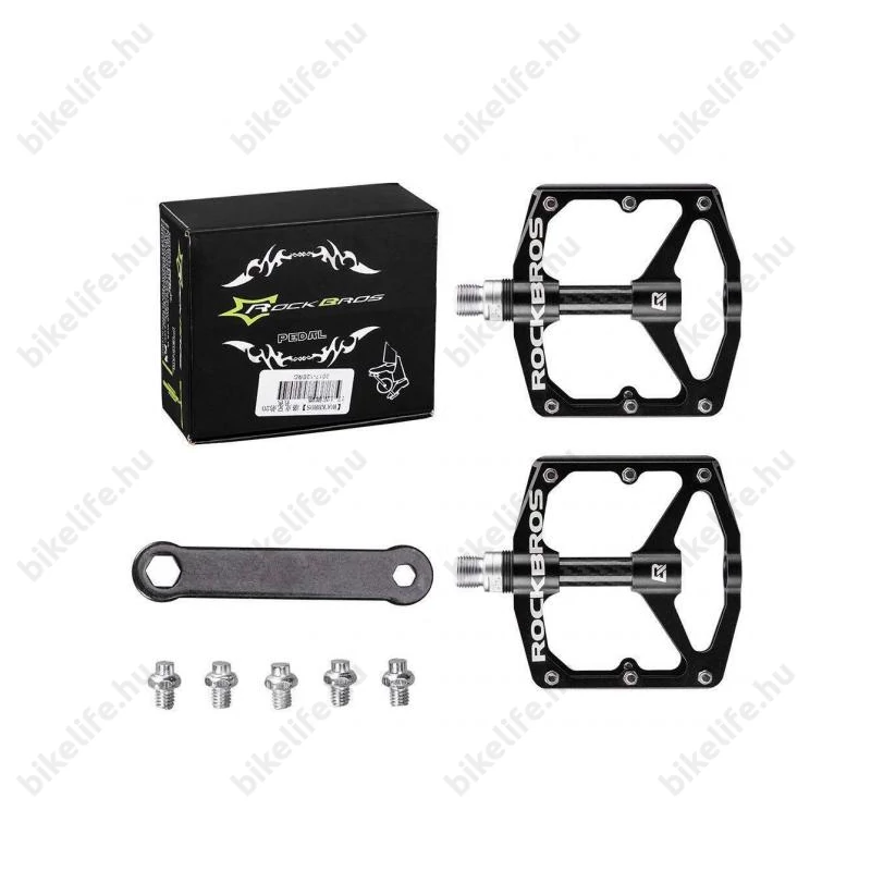 RockBros CNC/Carbon platform pedál cserélhető tüskés ipari csapágyas fekete