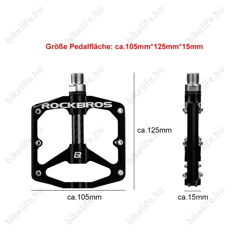 RockBros CNC/Carbon platform pedál cserélhető tüskés ipari csapágyas fekete