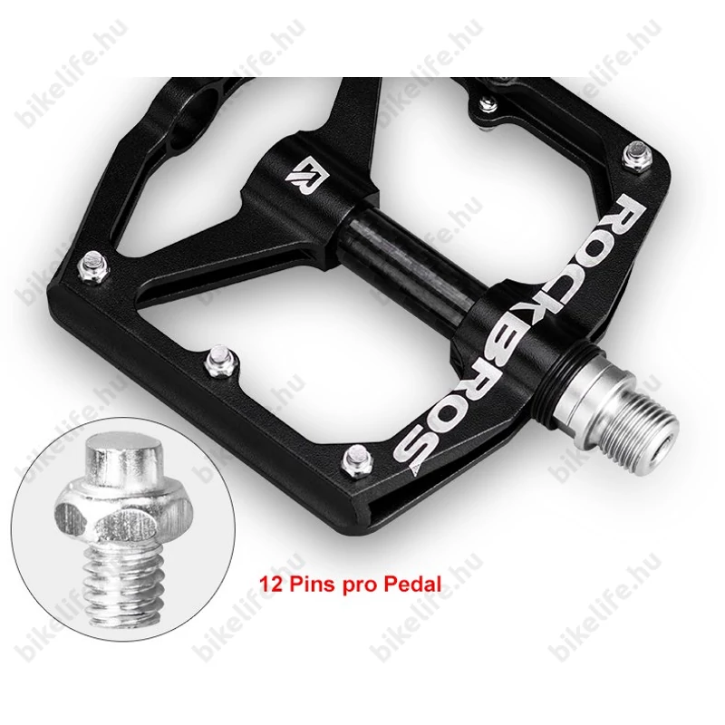 RockBros CNC/Carbon platform pedál cserélhető tüskés ipari csapágyas fekete