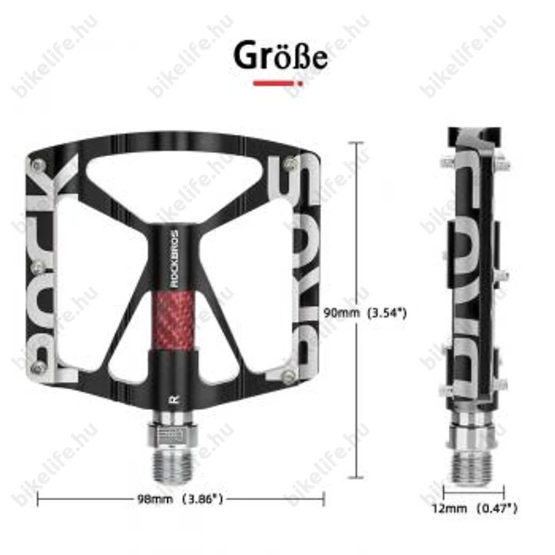 RockBros CNC/Carbon V2 platform pedál cserélhető tüskés ipari csapágyas fekete