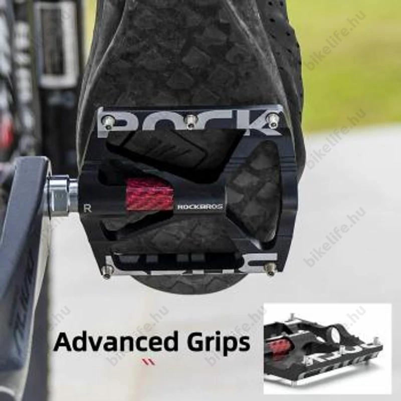 RockBros CNC/Carbon V2 platform pedál cserélhető tüskés ipari csapágyas fekete