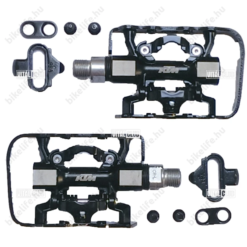 KTM SPD rendszerű vegyes patentpedál alu test, CrMo tengellyel, iparicsapágyas, fekete/ezüst