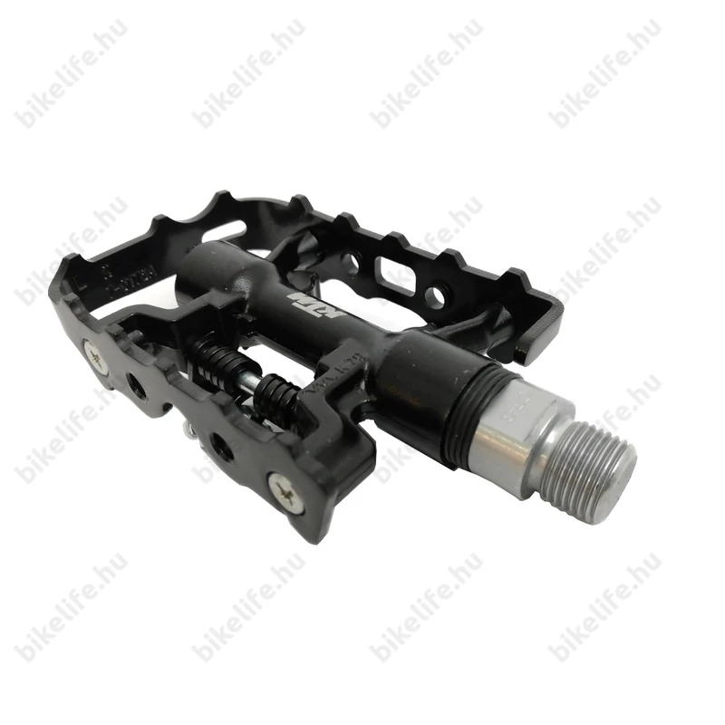 KTM SPD rendszerű vegyes patentpedál alu test, CrMo tengellyel, iparicsapágyas, fekete/ezüst