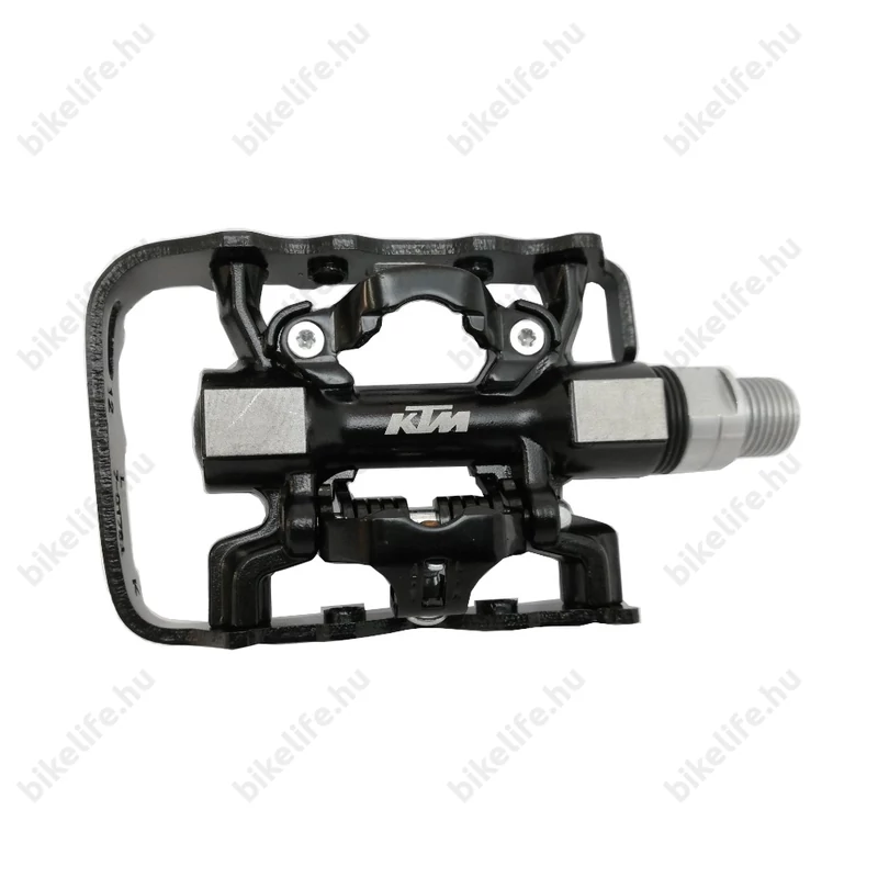 KTM SPD rendszerű vegyes patentpedál alu test, CrMo tengellyel, iparicsapágyas, fekete/ezüst