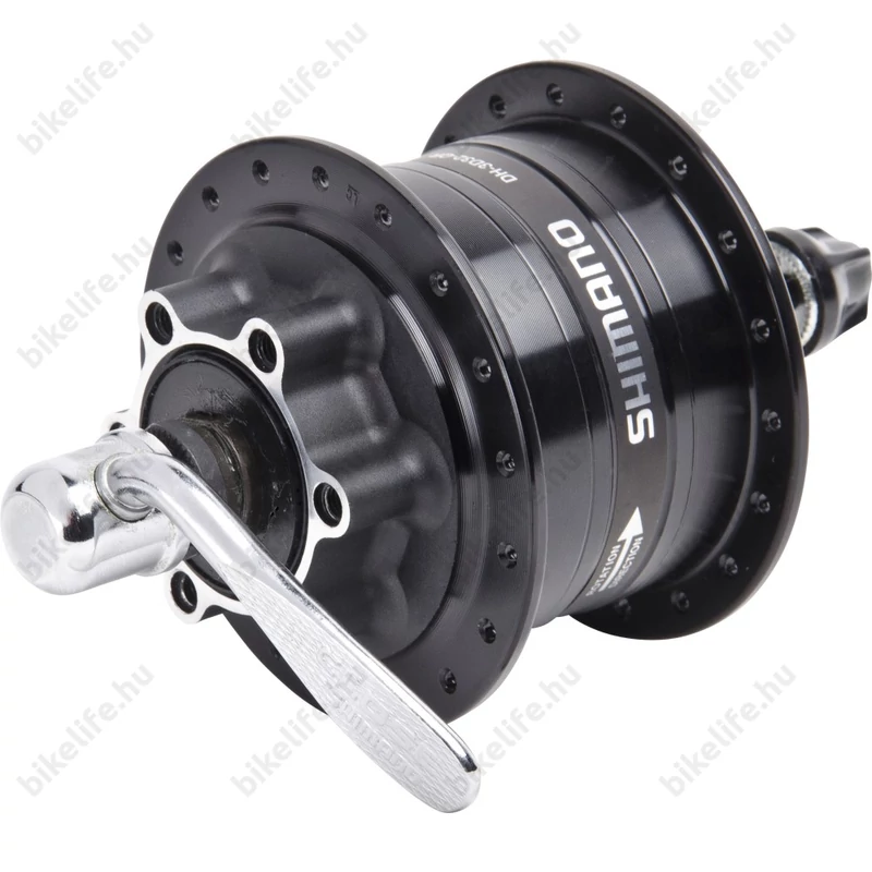 Shimano Nexus DH-3D32 agydinamó 6V/3W, 36 lyuk, 6 csavaros tárcsafék, anyás, fekete