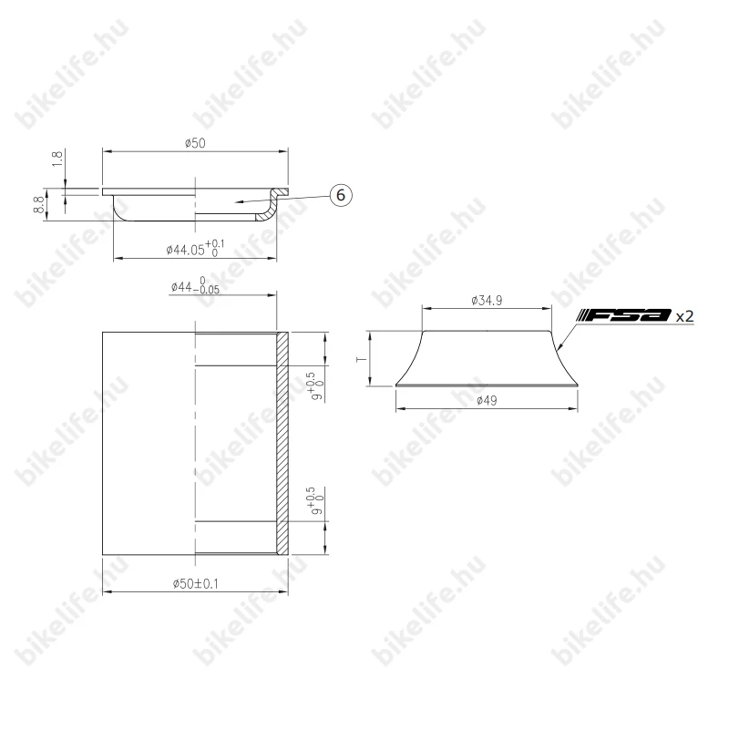 FSA No.10 félintegrált a-head kormánycsapágy 1-1/8