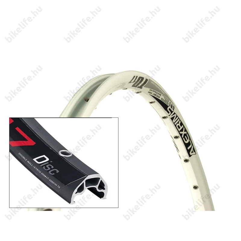Abroncs MTB Alex Rims TD17 559x17mm, tárcsafékes, 32 lyukas, fehér
