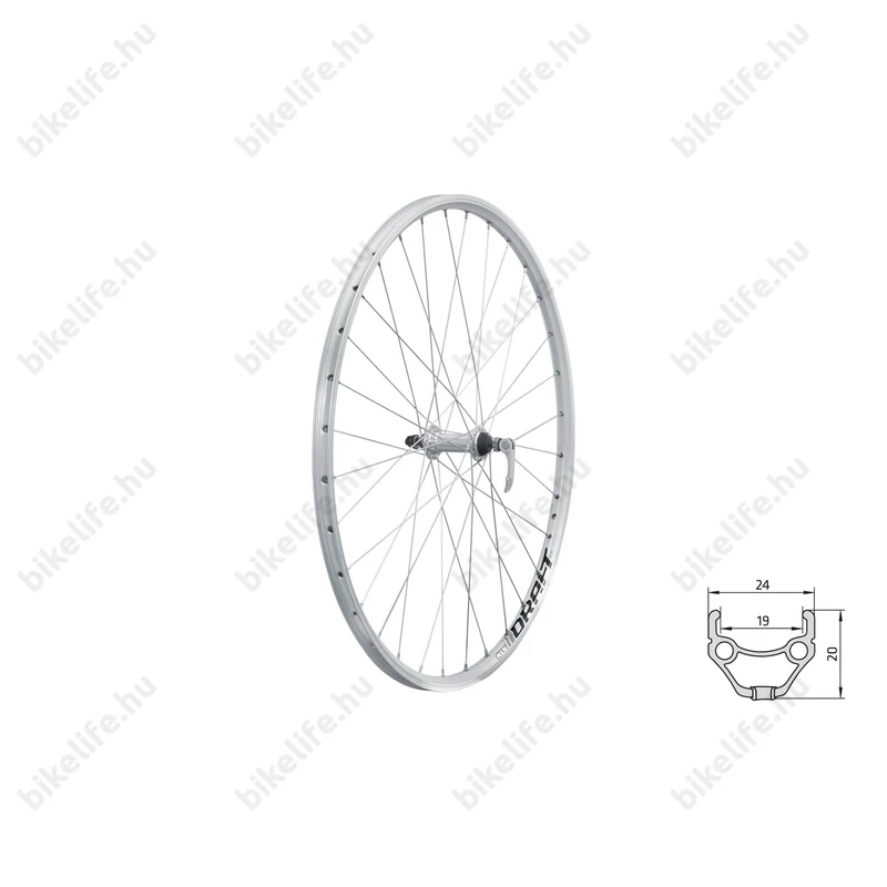 Kerék MTB elsö Kellys KLS Draft duplafalú V-fékhez, ezüst