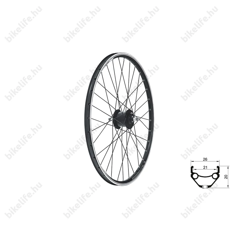 Kellys KLS Draft Dynamo MTB első kerék duplafalú, dinamós, V-fékhez, fekete