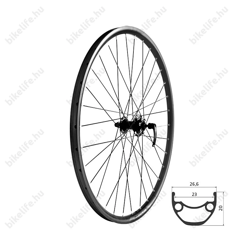 Kellys KLS Draft DSC 23 tácsafékes első kerék duplafalú felnivel 6 csavaros tárcsához 26