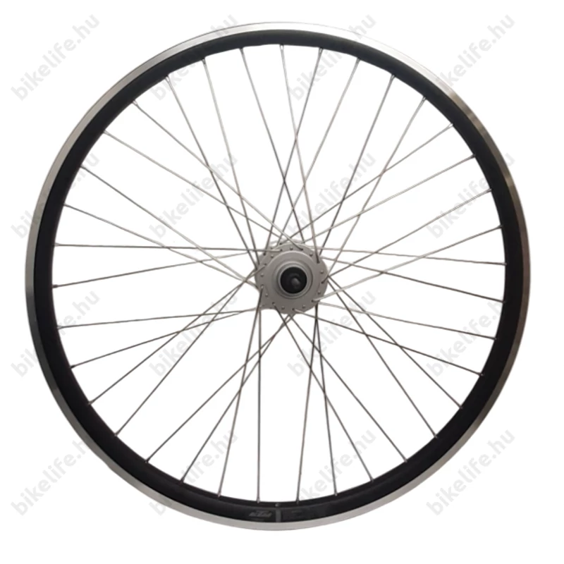 KTM első trekking kerék duplafalú Ambrosio Track abroncs, Shimano agydinamós agy, V-fék fekete