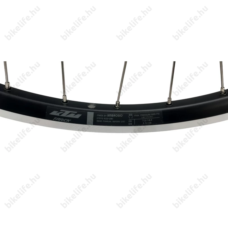 KTM első trekking kerék duplafalú Ambrosio Track abroncs, Shimano agydinamós agy, V-fék fekete