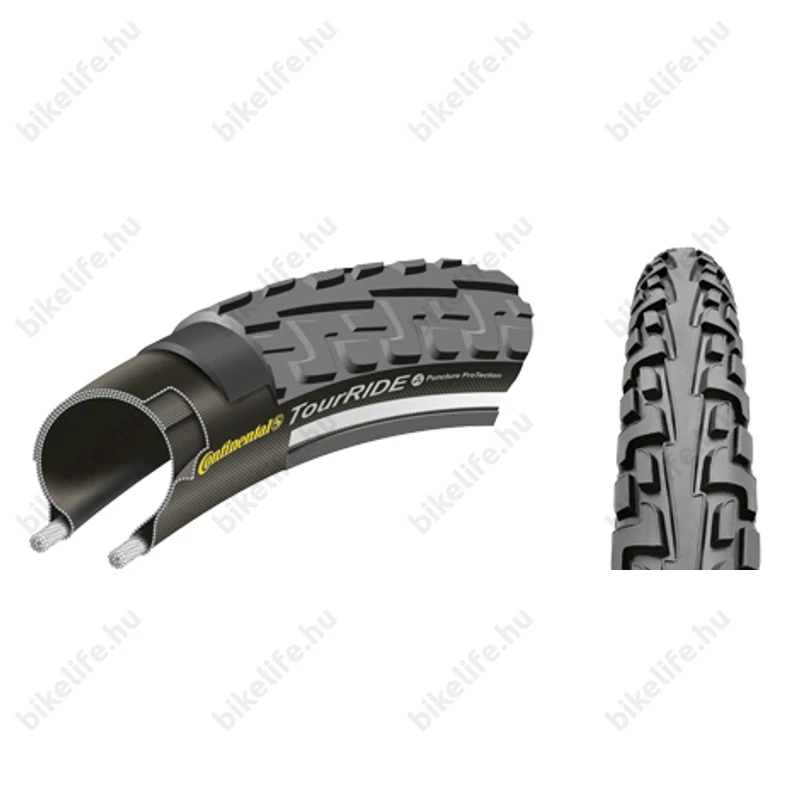 Continental Ride Tour 28-622mm cross/fitness köpeny fekete, reflexcsíkkal, Puncture Protection