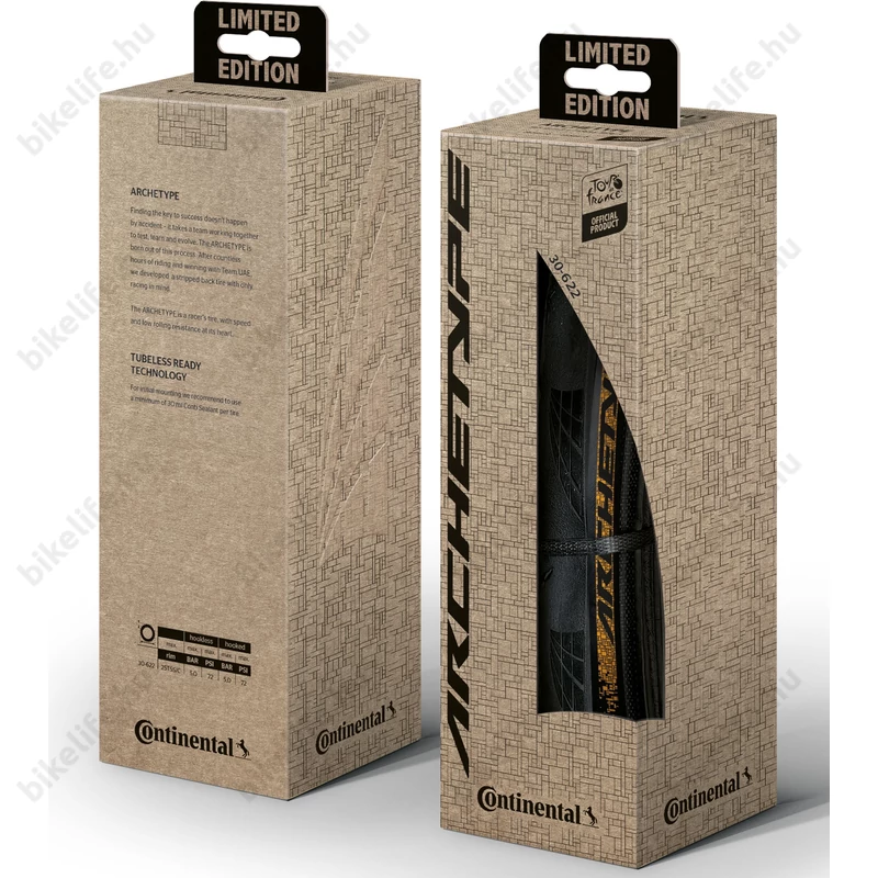 Continental Archetype Tour de France Limited Edition 30-622mm hajtogatható országúti köpeny Tubeless Ready és hookles felni kompatibilis