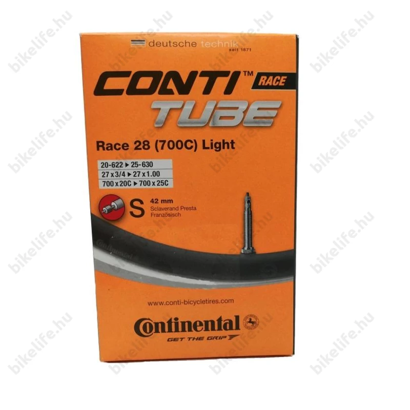 Continental Race28 Light 18/25-622 országúti tömlő, belső gumi 42mm hosszú szingoszeleppel (SV), könnyített