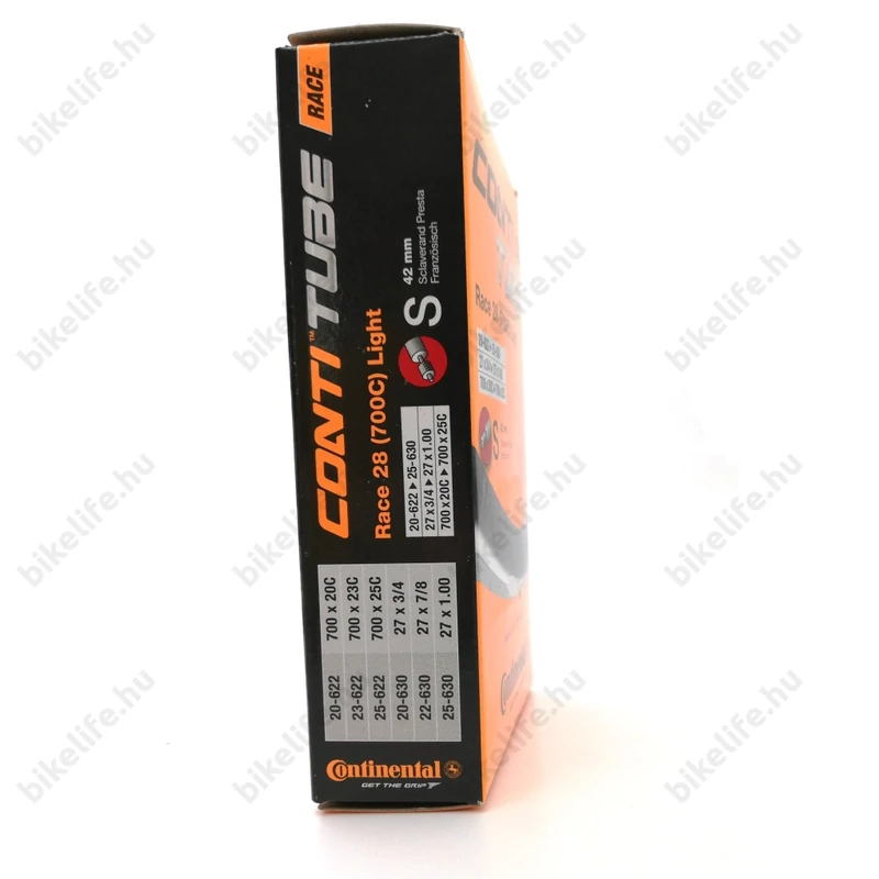 Continental Race28 Light 18/25-622 országúti tömlő, belső gumi 42mm hosszú szingoszeleppel (SV), könnyített