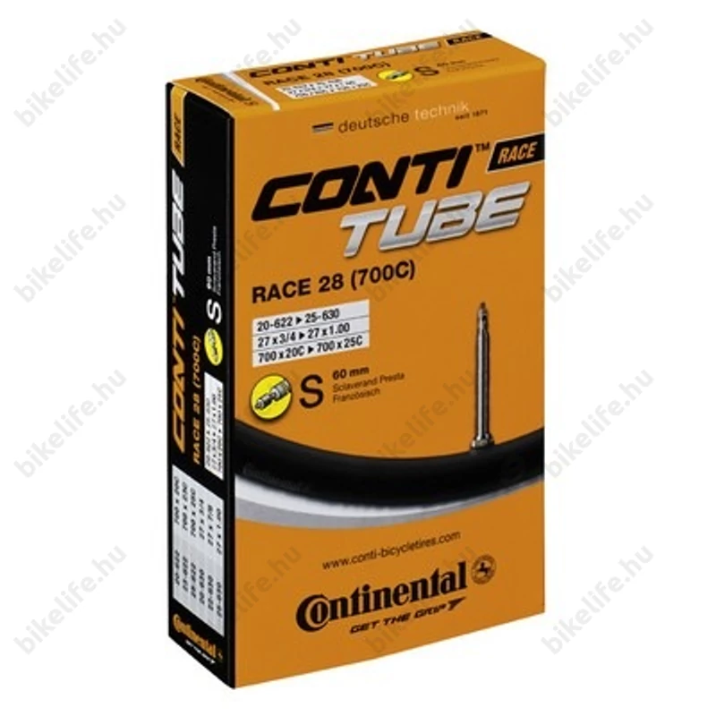 Continental Race28 Light 18/25-622 országúti tömlő, belső gumi 60mm hosszú szingoszeleppel (SV), könnyített