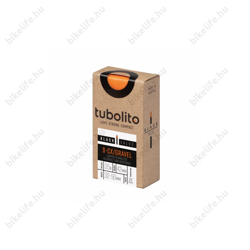 Tubolito S-Tubo Gravel/CX országúti tömlő 622-32/50 42mm SV fekete szelep, 35 gramm, tárcsafékhez