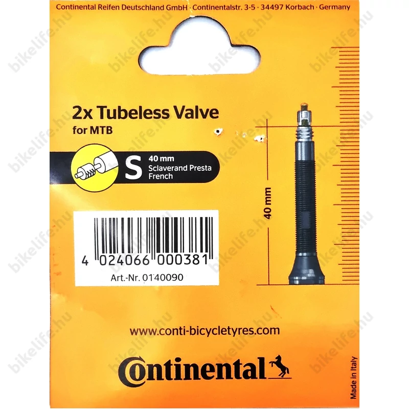 Continental Tubeless szelep Presta 42mm, párban, kivehető belsővel