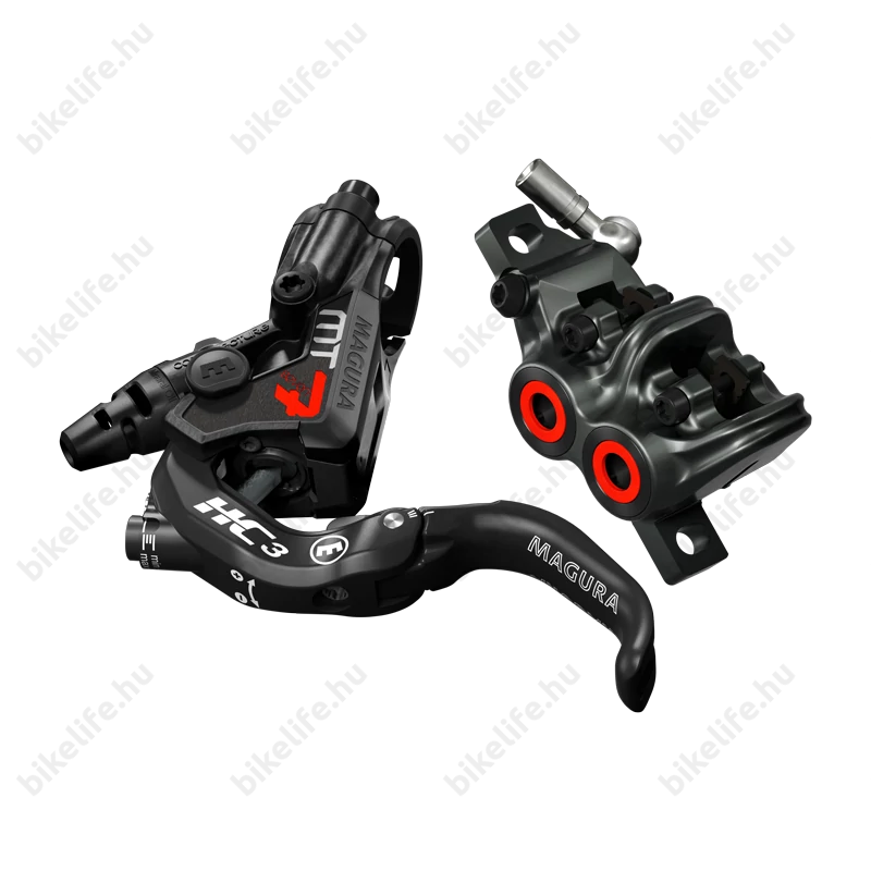 Magura MT7 HC3 RED Special Edition hidraulikus tárcsafék 4 dugattyús, Power Storm HC 203mm tárcsa, első+hátsó