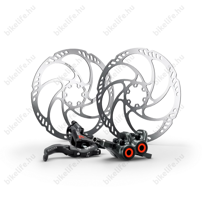 Magura MT7 HC3 RED Special Edition hidraulikus tárcsafék 4 dugattyús, Power Storm HC 203mm tárcsa, első+hátsó