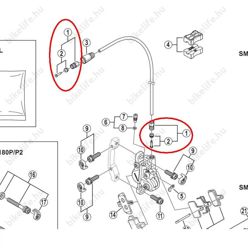 Fékalkatrész Shimano roppantó gyűrű+tüske+csavar SM-BH59 BR-M985/785/615/675/666