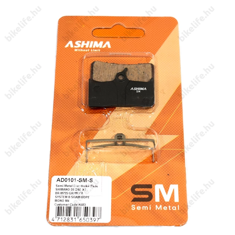 Ashima AD0101 félfémes tárcsafékbetét Shimano XT BR-M755, Grimeca, Sram, Hope és Promax fékekhez